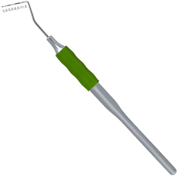 Soft-Line Probe Periodontal se color-coded WHO (Olive) – oficiali Falcon Medical produkto nuotrauka