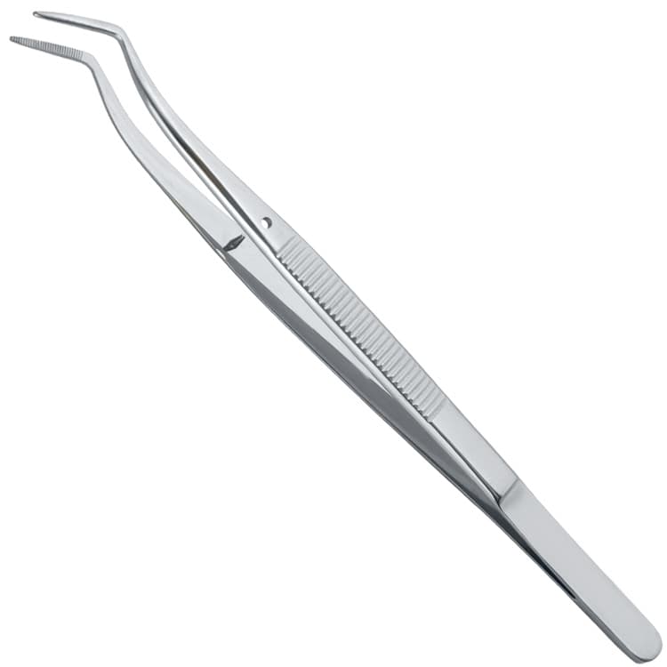 Tweezers Meriam-318 serrated contra angled fig. 1 – oficiali Falcon Medical produkto nuotrauka