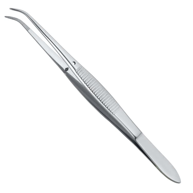 Deluxe Tweezers Perry curved 130mm – oficiali Falcon Medical produkto nuotrauka