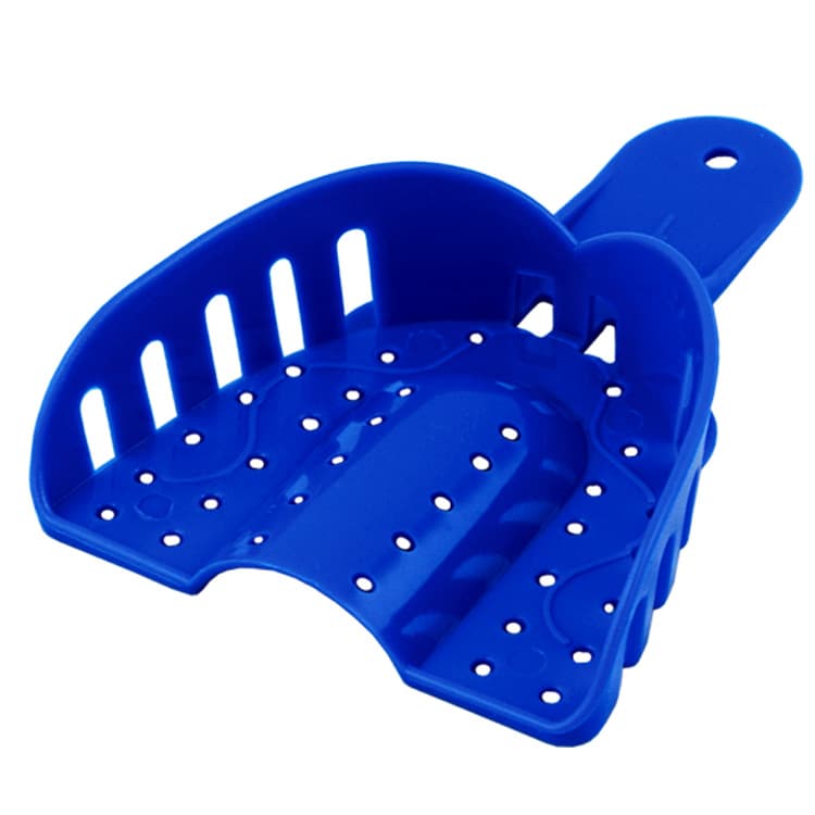 Singly Disposable impression trays dark blue upper L fig. 1 (Pack of 25 pieces) – oficiali Falcon Medical produkto nuotrauka