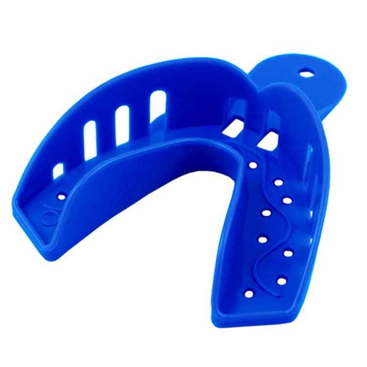 Singly Disposable impression trays dark blue lower L fig. 2 (Pack of 25 pieces) – oficiali Falcon Medical produkto nuotrauka