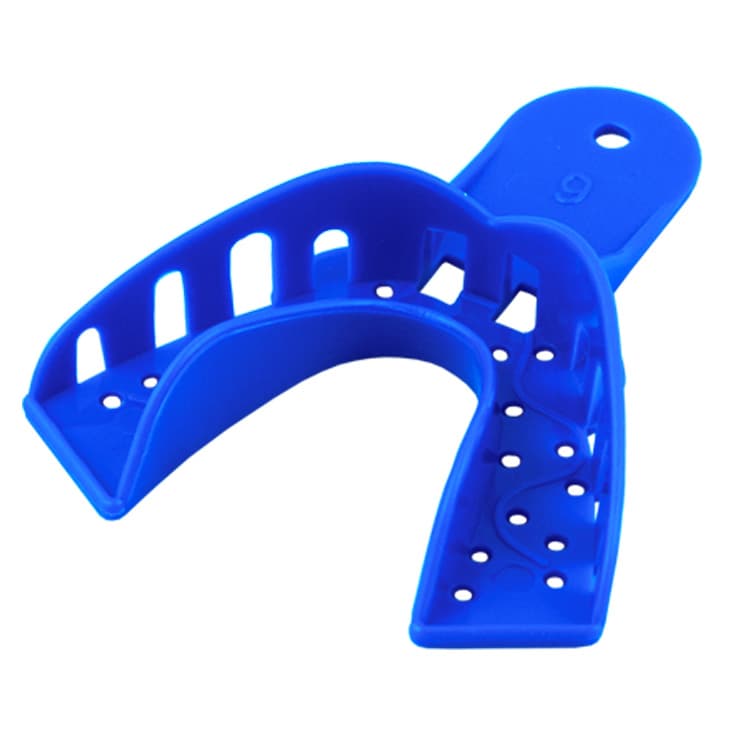 Singly Disposable impression trays dark blue lower S fig. 6 (Pack of 25 pieces) – oficiali Falcon Medical produkto nuotrauka