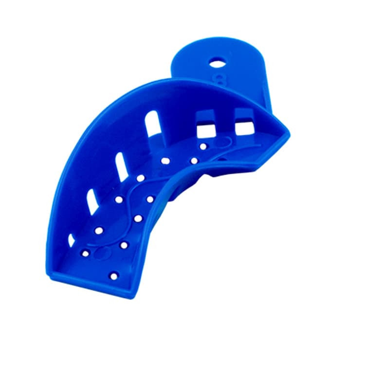 Singly Disposable Impression trays dark blue partial upper left/lower right fig. 8 (Pack of 25 pieces) – oficiali Falcon Medical produkto nuotrauka