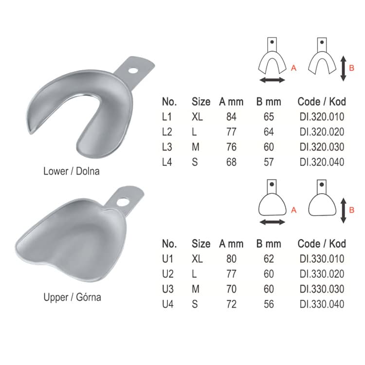 Impression trays edentulous solid set of 8 – oficiali Falcon Medical produkto nuotrauka