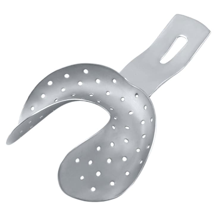 Impression tray edentulous Ehricke pattern perforated lower – oficiali Falcon Medical produkto nuotrauka