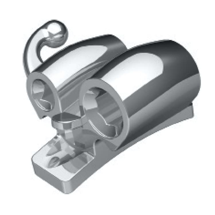 Deluxe Buccal tube triple convertible, weldable .018″ upper left occlusal Headgear tube .045″ – oficiali Falcon Medical produkto nuotrauka