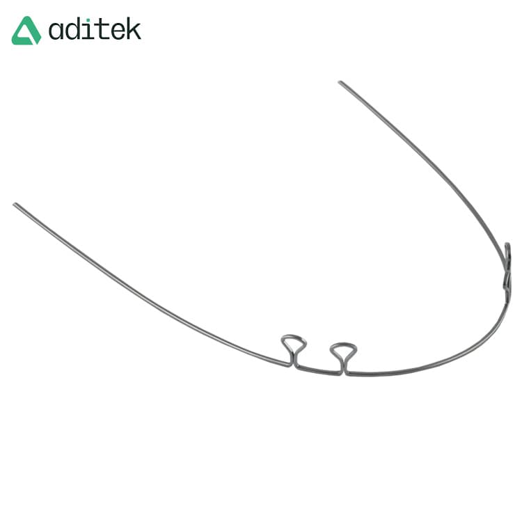 SS retraction archwire Keyhole 4 loop lower 24mm, .016″ x .022″ (Pack of 10 pieces) – oficiali Falcon Medical produkto nuotrauka