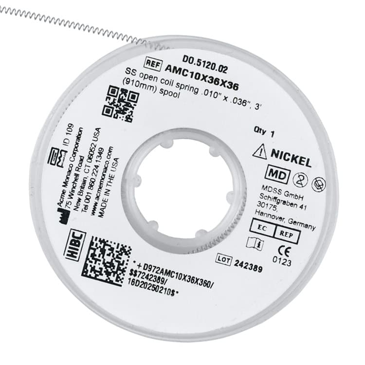 SS open coil spring .010″ x .030″, 3′ (910mm) spool – oficiali Falcon Medical produkto nuotrauka