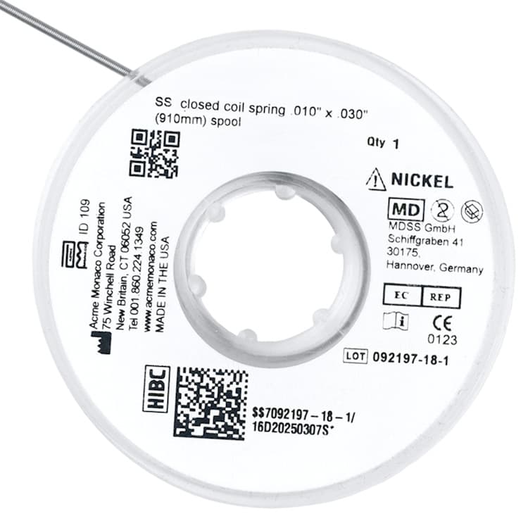 SS closed coil spring .008″ x .022″, 3′ (910mm) spool – oficiali Falcon Medical produkto nuotrauka