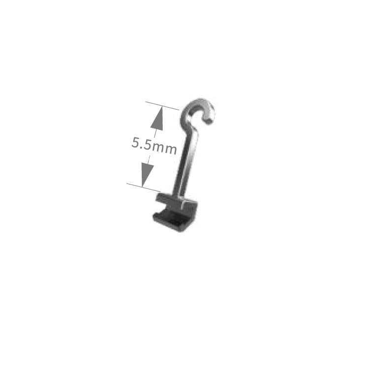 Crimpable hooks left .022″x.025”, 5.5mm (Pack of 10 pieces) – oficiali Falcon Medical produkto nuotrauka