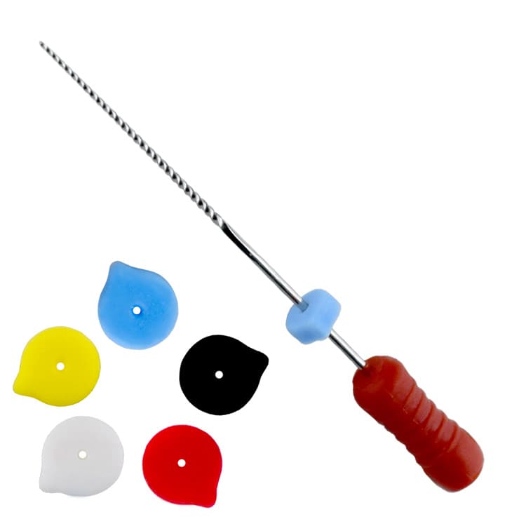 Silicone radiopaque endo stoppers round with tail, assorted (Pack of 100 pieces) – oficiali Falcon Medical produkto nuotrauka
