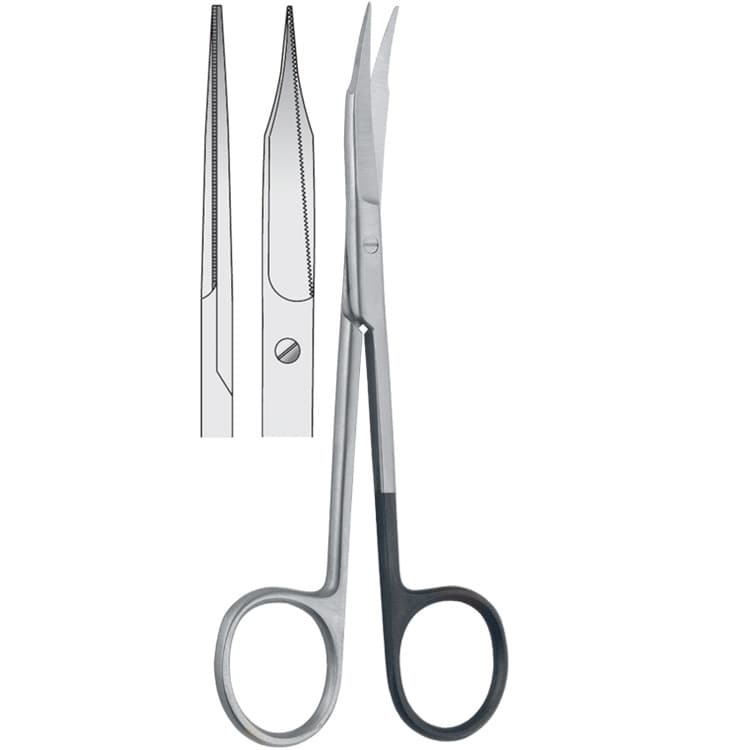 Scissors Goldman-Fox straight. 130mm, one blade serrated – oficiali Falcon Medical produkto nuotrauka