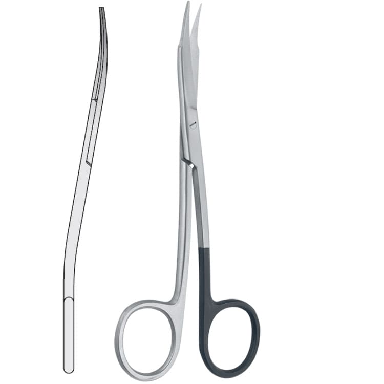 Scissors Goldman-Fox S-Shape 130mm, one blade serrated – oficiali Falcon Medical produkto nuotrauka