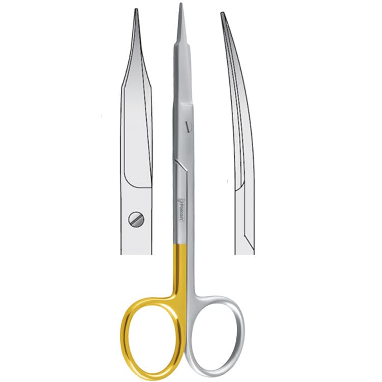 Super-Cut scissors Goldman-Fox curved 130mm – oficiali Falcon Medical produkto nuotrauka