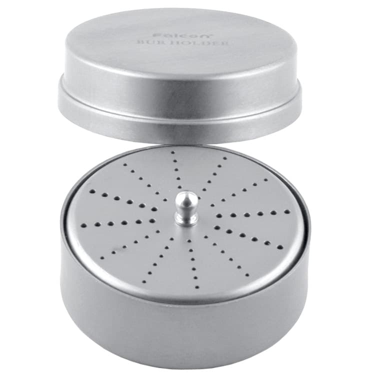 Aluminium round bur box for 72 burs FG and CA/RA, Silver – oficiali Falcon Medical produkto nuotrauka