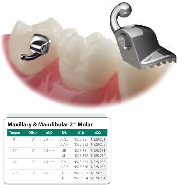 Mini Deluxe Buccal tube single non-convertible, bondable .018″ upper left/lower right – oficiali Falcon Medical produkto nuotrauka