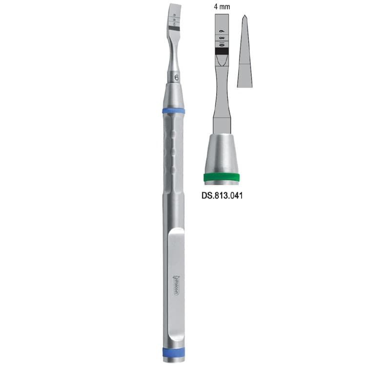 Osteotome With Marking Straight 4mm – oficiali Falcon Medical produkto nuotrauka
