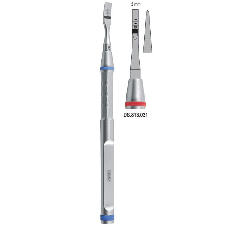 Osteotome With Marking Straight 3mm – oficiali Falcon Medical produkto nuotrauka