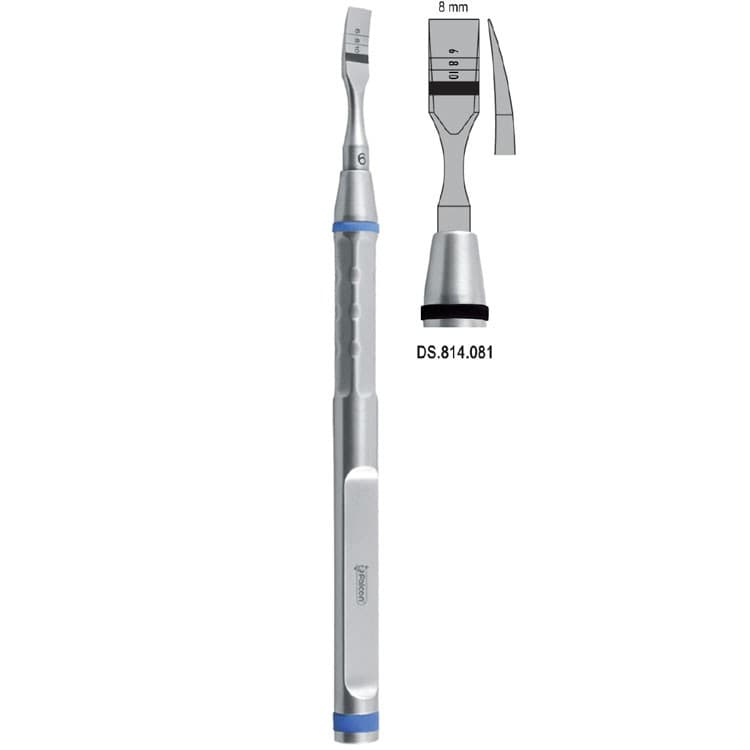 Osteotome With Marking Curved 8mm – oficiali Falcon Medical produkto nuotrauka