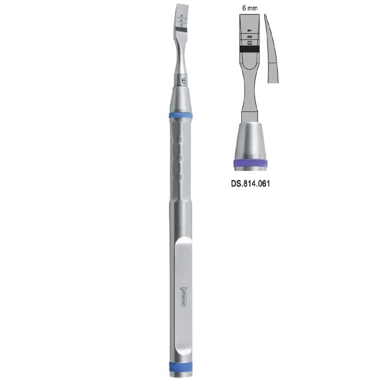 Osteotome With Marking Curved 6mm – oficiali Falcon Medical produkto nuotrauka