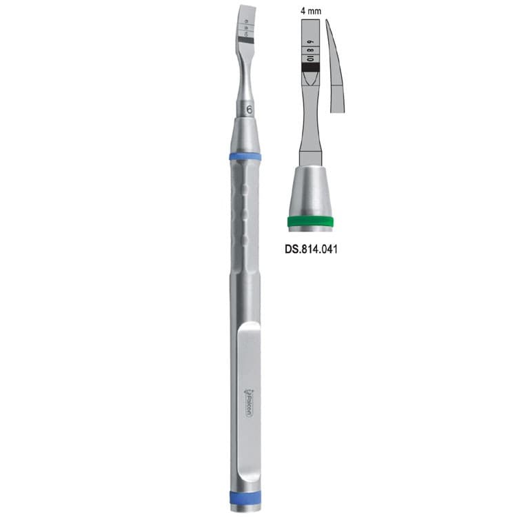 Osteotome With Marking Curved 4mm – oficiali Falcon Medical produkto nuotrauka