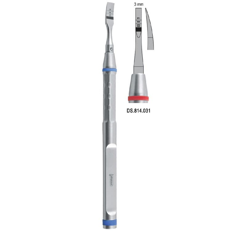 Osteotome With Marking Curved 3mm – oficiali Falcon Medical produkto nuotrauka