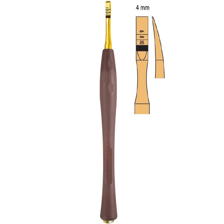 Century-Line Osteotome with marking curved 4mm – oficiali Falcon Medical produkto nuotrauka