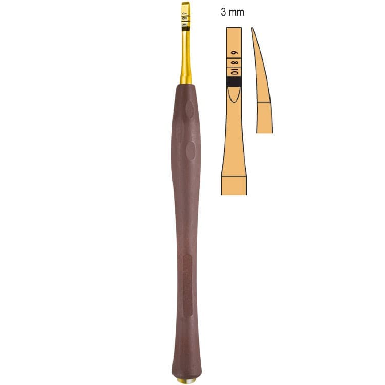 Century-Line Osteotome with marking curved 3mm – oficiali Falcon Medical produkto nuotrauka