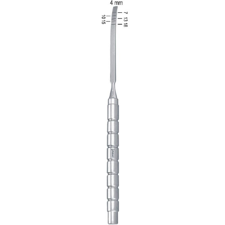Osteotome bone Falcon with marking curved 4mm – oficiali Falcon Medical produkto nuotrauka