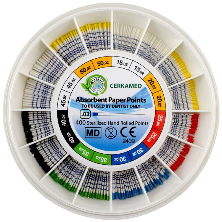 Paper points assorted sizes 15-50 with organizer (Pack of 400 pieces) – oficiali Falcon Medical produkto nuotrauka