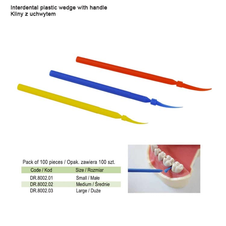 Plastic wedge with handle (Pack of 100 pieces) – oficiali Falcon Medical produkto nuotrauka