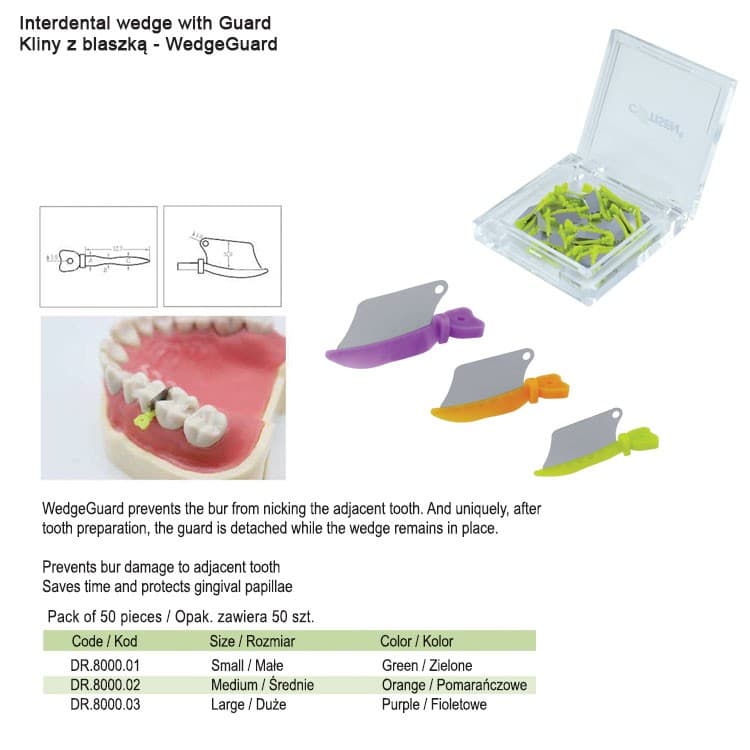 Plastic wedge guard (Pack of 50 pieces) – oficiali Falcon Medical produkto nuotrauka