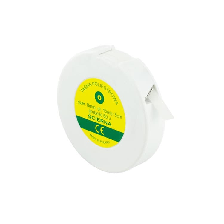Polyester abrasive polishing tape medium grit 60um x 8mm x 15m – oficiali Falcon Medical produkto nuotrauka