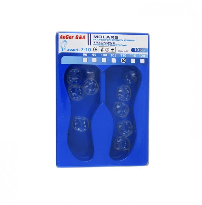 Polyester crown forms upper second molar left & right 100 (10 pieces) – oficiali Falcon Medical produkto nuotrauka