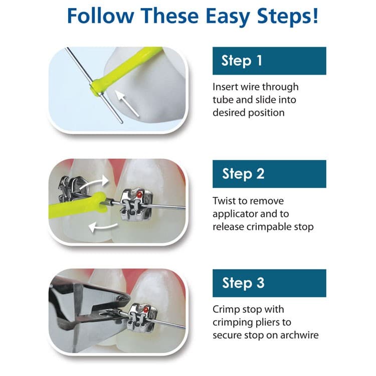 Disposable stop applicators for round wires (10 pieces) – oficiali Falcon Medical produkto nuotrauka