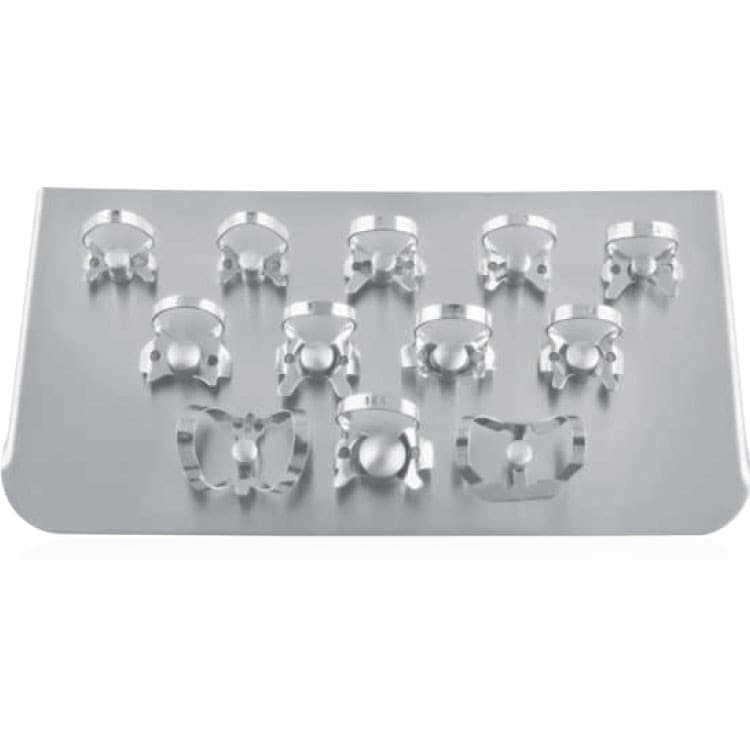 Rubber dam clamps kit of 12 with tray – oficiali Falcon Medical produkto nuotrauka