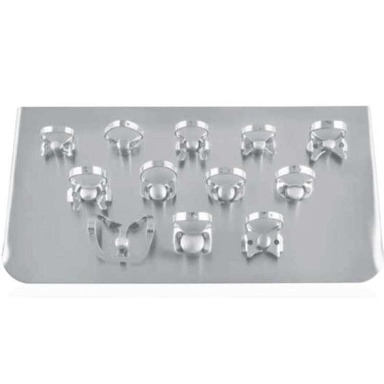 Rubber dam clamps kit of 12 with tray – oficiali Falcon Medical produkto nuotrauka