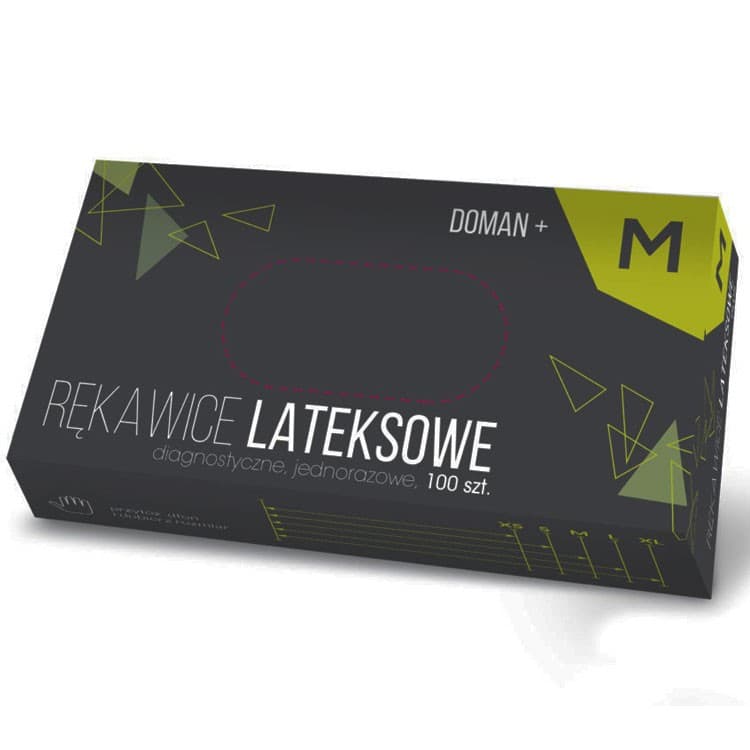 Latex examination gloves powdered size M (box of 100) – oficiali Falcon Medical produkto nuotrauka