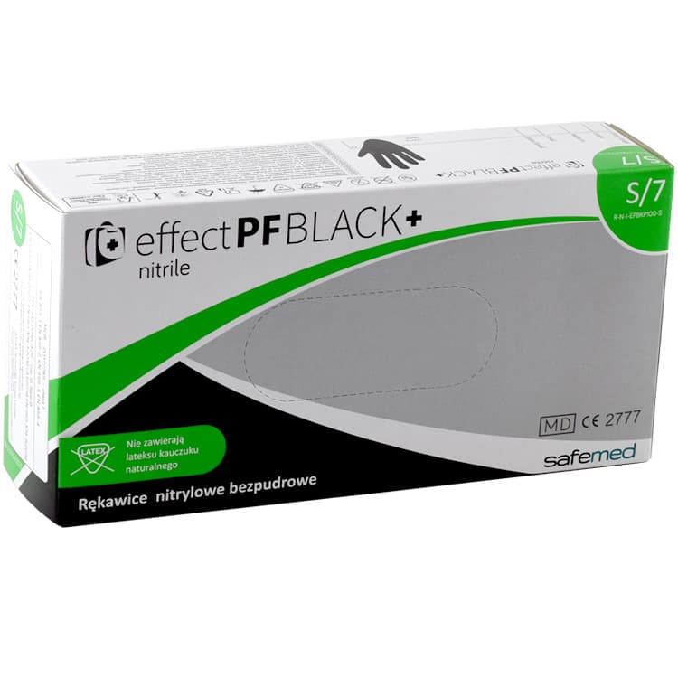 Nitrile gloves black, powder free size S (box of 100 gloves) – oficiali Falcon Medical produkto nuotrauka