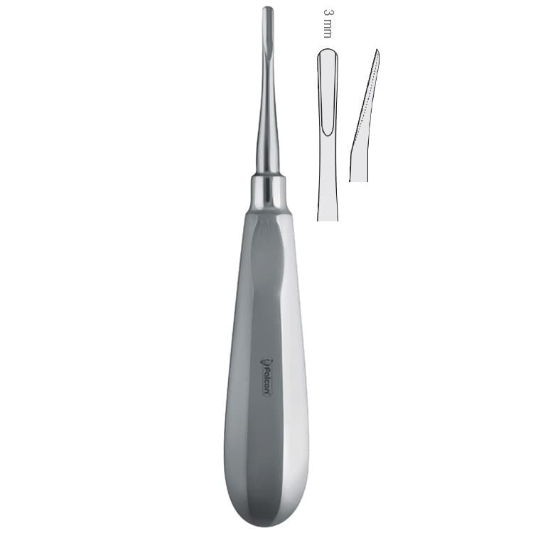 Luxating elevator curved 3mm – oficiali Falcon Medical produkto nuotrauka