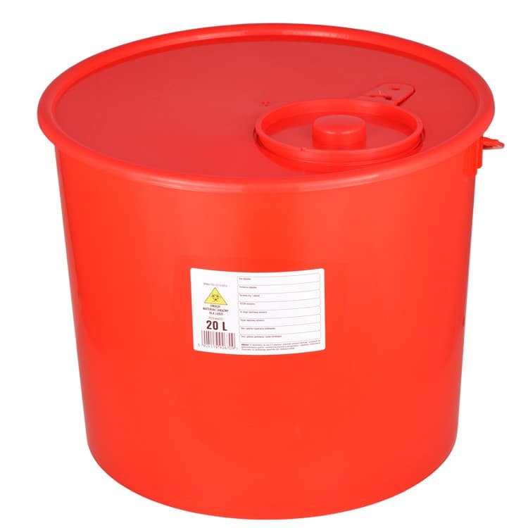 Disposable medical sharp waste container, 20 L – oficiali Falcon Medical produkto nuotrauka
