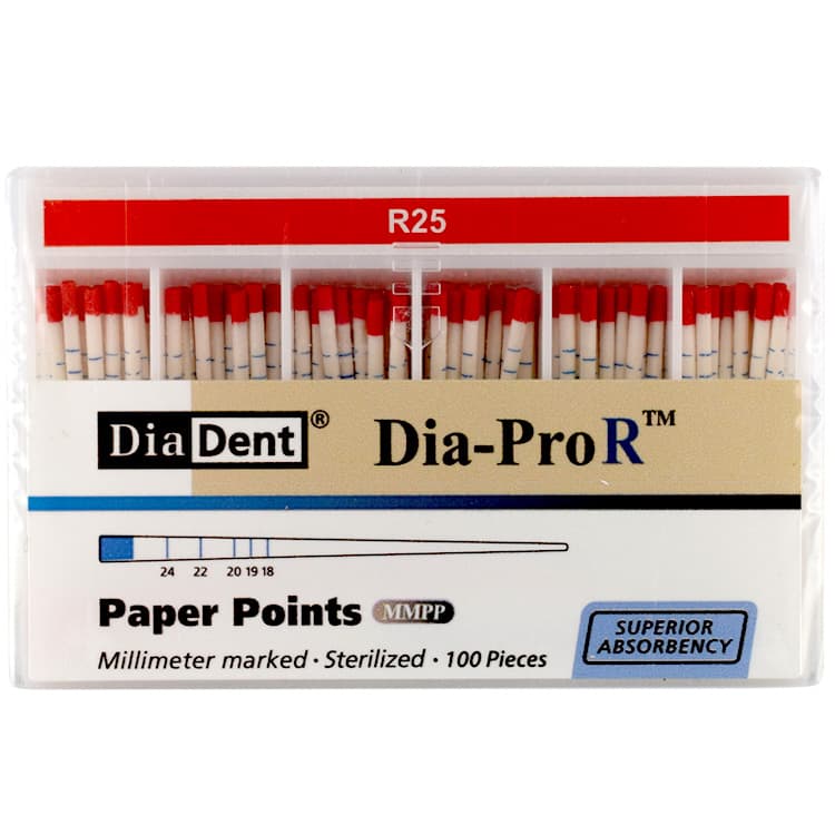 Dia-Pro R Paper Points (Reciproc) #25 (100 pieces) – oficiali Falcon Medical produkto nuotrauka