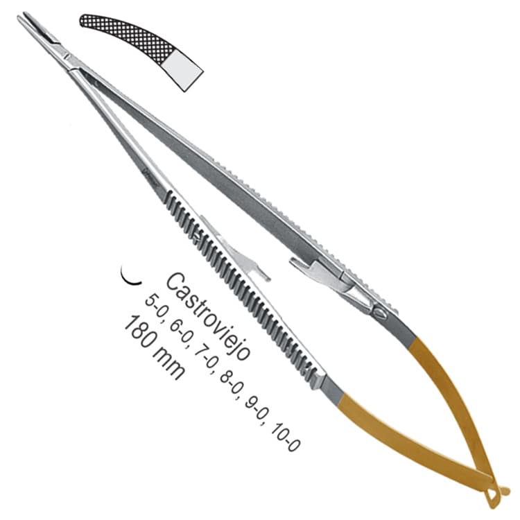 Falcon-Grip Needle holder Castroviejo curved. 180mm TC – oficiali Falcon Medical produkto nuotrauka