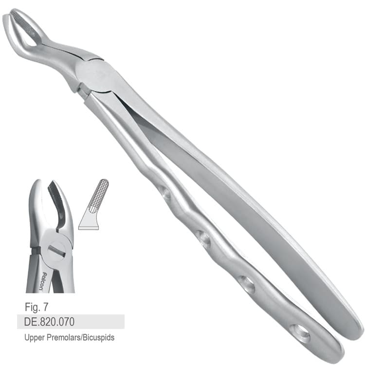 Extraction forceps with anatomical handle fig. 7 – oficiali Falcon Medical produkto nuotrauka