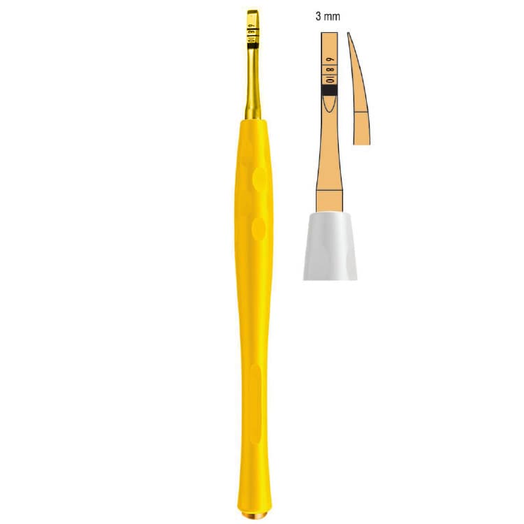 Century-Line Osteotome with marking curved 3mm (White) – oficiali Falcon Medical produkto nuotrauka