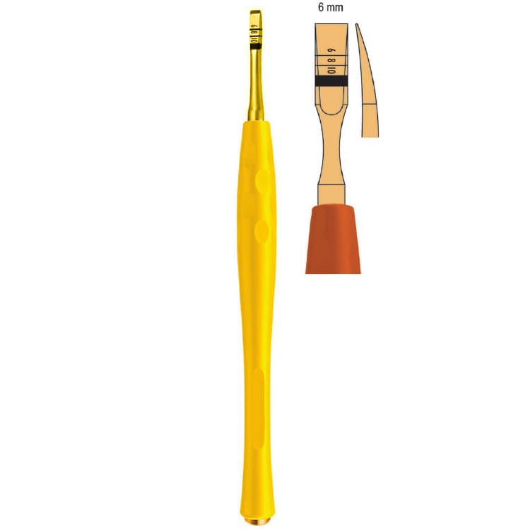 Century-Line Osteotome with marking curved 6mm (Orange) – oficiali Falcon Medical produkto nuotrauka