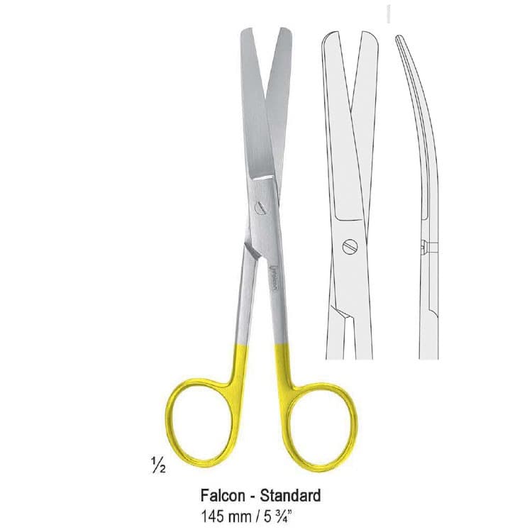 Falcon-Cut scissors Falcon-Standard blunt/blunt curved 145mm – oficiali Falcon Medical produkto nuotrauka