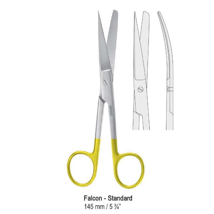 Falcon-Cut scissors Falcon-Standard bl/sh curved 145mm – oficiali Falcon Medical produkto nuotrauka