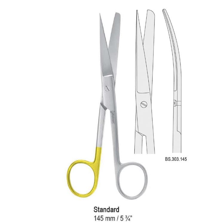Super-Cut scissors Standard bl/sh curved 145mm – oficiali Falcon Medical produkto nuotrauka