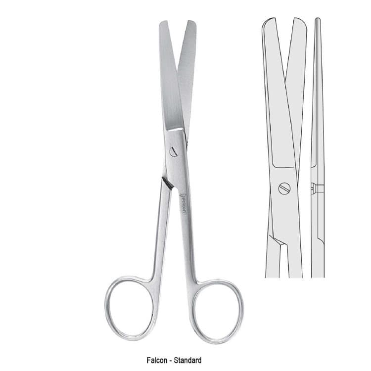 Scissors Falcon-Standard blunt/blunt straight 120mm – oficiali Falcon Medical produkto nuotrauka